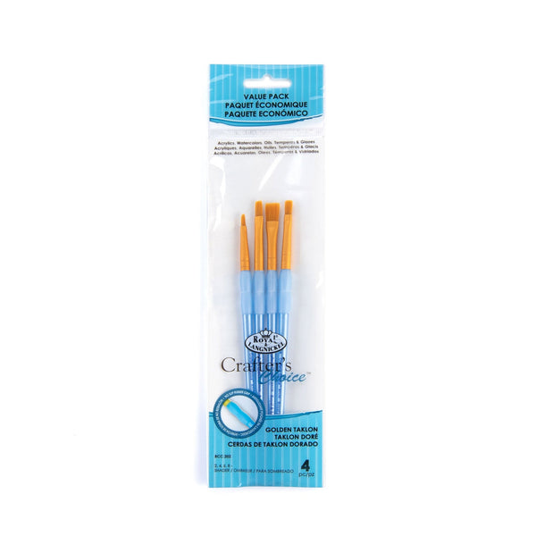 royal and langnickel RCC 202 | Crafter's Choice™ 4pc Golden Taklon Shader Brush Set