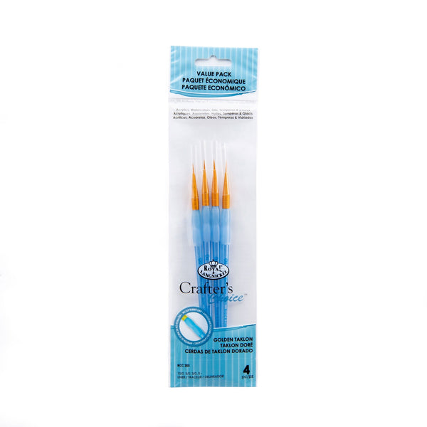 royal and langnickel RCC 203 | Crafter's Choice™ 4pc Golden Taklon Liner Brush Set