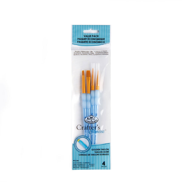 royal and langnickel RCC 204 | Crafter's Choice™ 4pc Golden Taklon Variety Brush Set