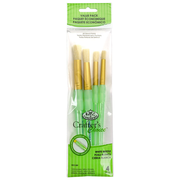 royal and langnickel RCC 209 | Crafter's Choice™ 4pc White Bristle Stencil Brush Set
