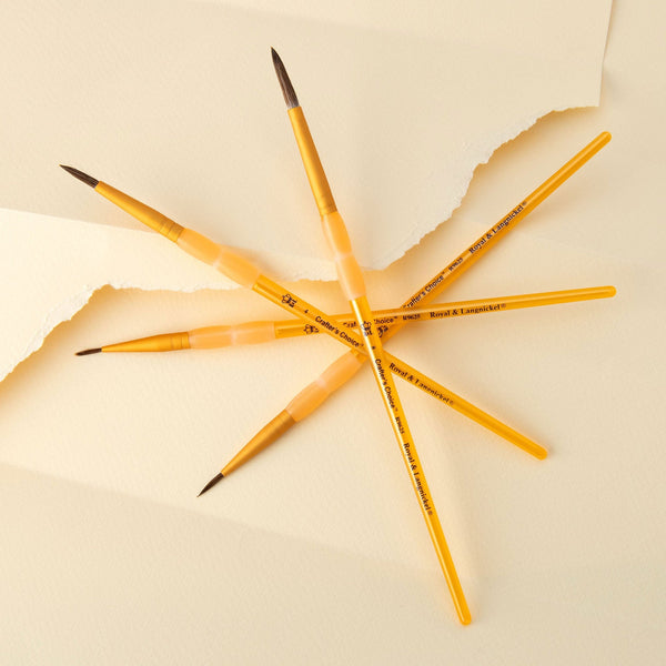 Royal And Langnickel RCC 211 | Crafter's Choice™ 4pc Synthetic Camel Hair Round Brush Set