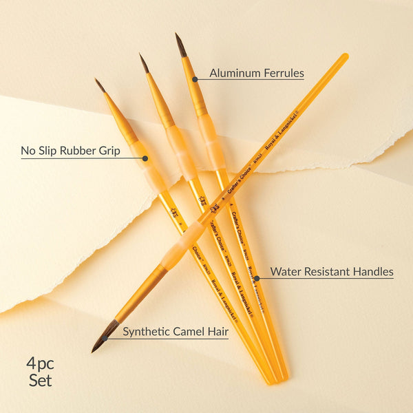 Royal And Langnickel RCC 211 | Crafter's Choice™ 4pc Synthetic Camel Hair Round Brush Set