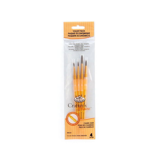 royal and langnickel RCC 211 | Crafter's Choice™ 4pc Synthetic Camel Hair Round Brush Set