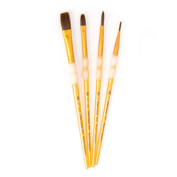 Royal And Langnickel RCC 212 | Crafter's Choice™ 4pc Synthetic Camel Hair Variety Brush Set