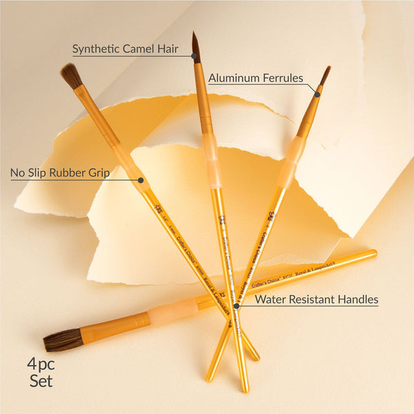 Royal And Langnickel RCC 212 | Crafter's Choice™ 4pc Synthetic Camel Hair Variety Brush Set
