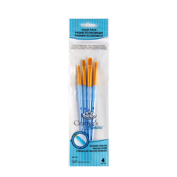 royal and langnickel RCC 213 | Crafter's Choice™ 4pc Golden Taklon Filbert Brush Set