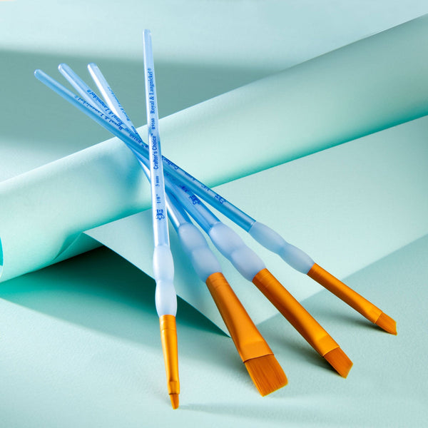 Royal And Langnickel RCC 214 | Crafter's Choice™ 4pc Golden Taklon Angular Brush Set