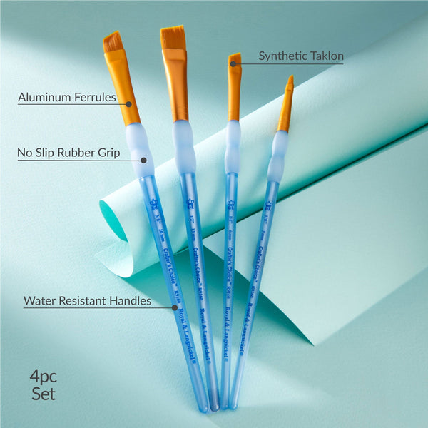 Royal And Langnickel RCC 214 | Crafter's Choice™ 4pc Golden Taklon Angular Brush Set