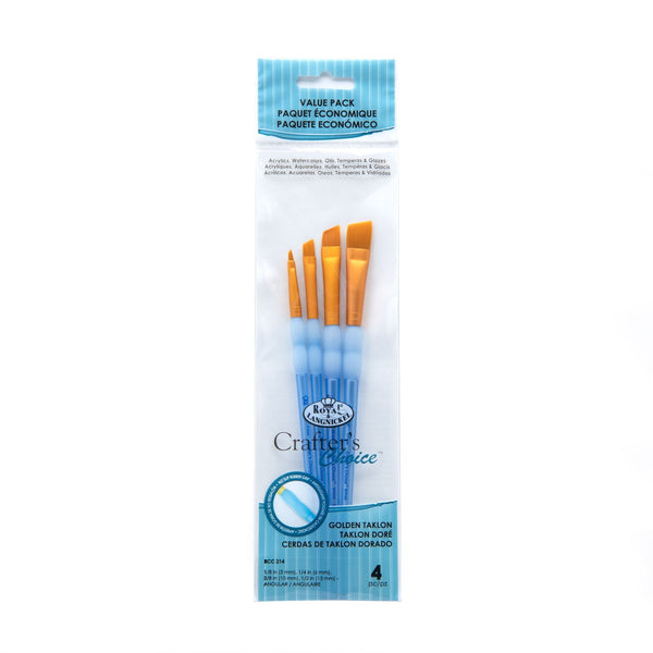 royal and langnickel RCC 214 | Crafter's Choice™ 4pc Golden Taklon Angular Brush Set