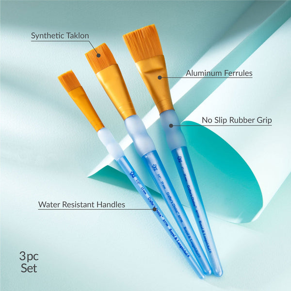 Royal And Langnickel RCC 215 | Crafter's Choice™ 3pc Golden Taklon Wash Brush Set