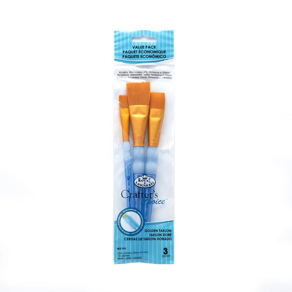 royal and langnickel RCC 215 | Crafter's Choice™ 3pc Golden Taklon Wash Brush Set