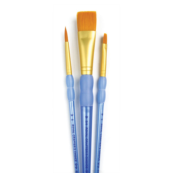 royal and langnickel RCC 217 | Crafter's Choice™ 3pc Golden Taklon Variety Brush Set