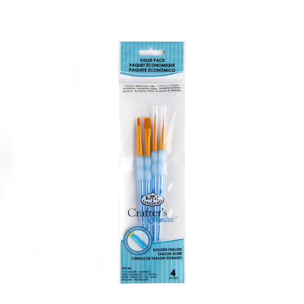 Royal And Langnickel RCC 218 | Crafter's Choice™ 4pc Golden Taklon Variety Brush Set