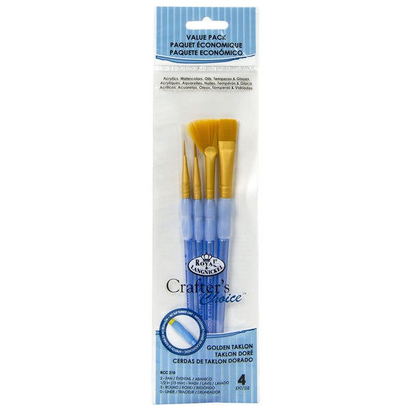 royal and langnickel RCC 218 | Crafter's Choice™ 4pc Golden Taklon Variety Brush Set