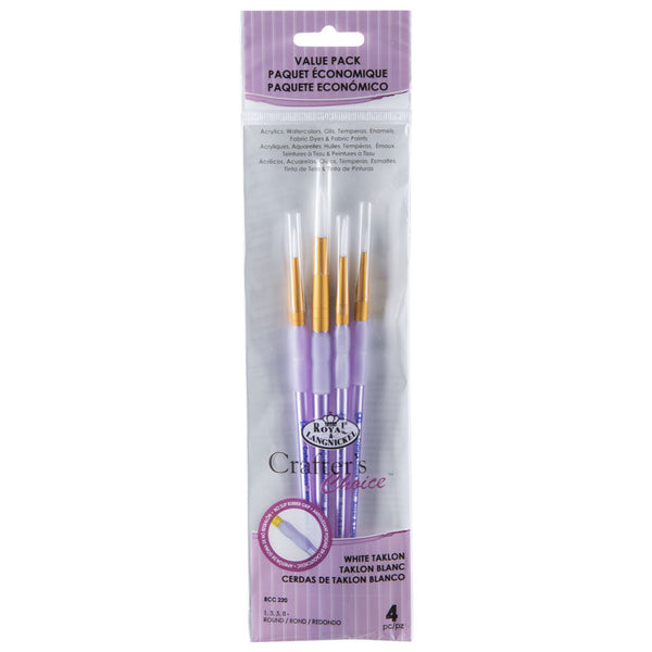 royal and langnickel RCC 220 | Crafter's Choice™ 4pc White Taklon Round Brush Set