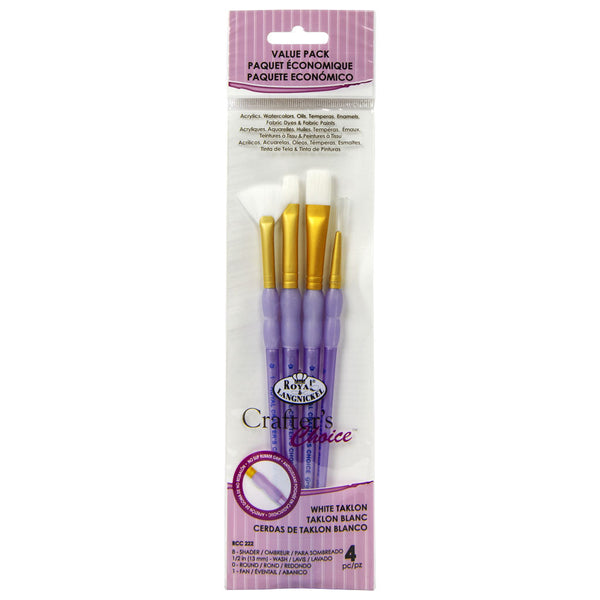 royal and langnickel RCC 222 | Crafter's Choice™ 4pc White Taklon Variety Brush Set