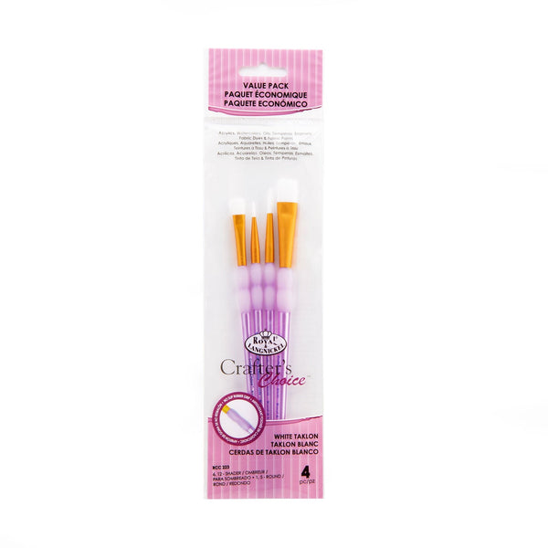 royal and langnickel RCC 223 | Crafter's Choice™ 4pc White Taklon Shader/Round Brush Set