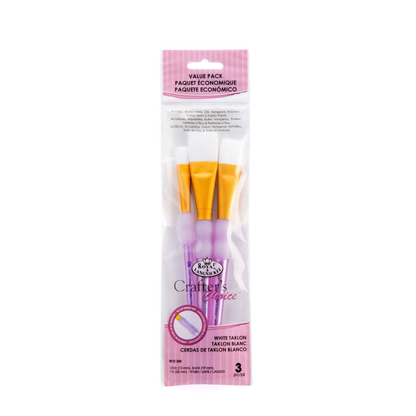 royal and langnickel RCC 224 | Crafter's Choice™ 3pc White Taklon Wash Brush Set