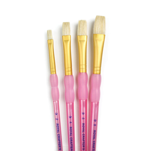Royal And Langnickel RCC 227 | Crafter's Choice™ 4pc Bristle Hair Flat Brush Set