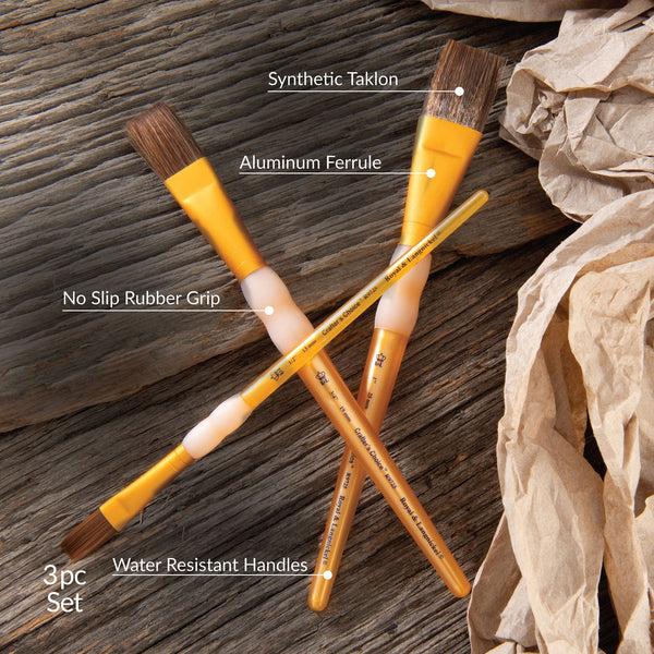 Royal And Langnickel RCC 230 | Crafter's Choice™ 3pc Synthetic Camel Hair Flat Brush Set