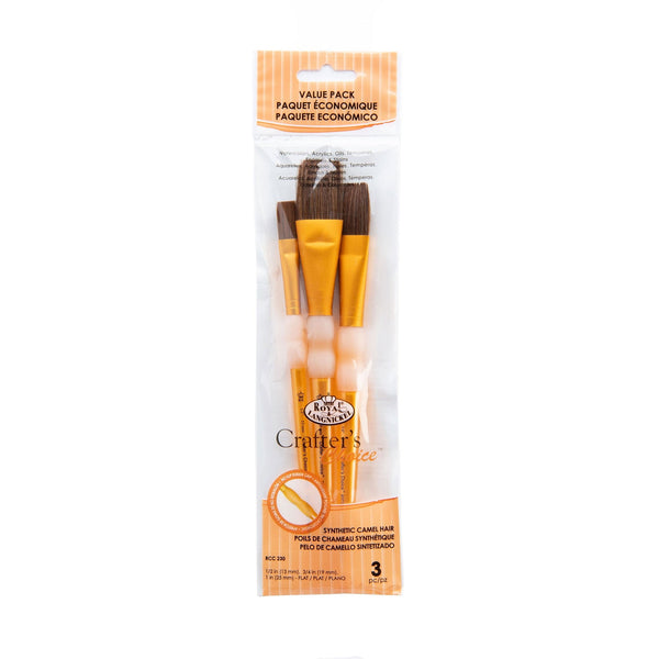 royal and langnickel RCC 230 | Crafter's Choice™ 3pc Synthetic Camel Hair Flat Brush Set