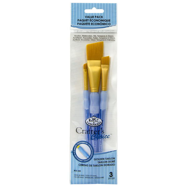 royal and langnickel RCC 233 | Crafter's Choice™ 3pc Golden Taklon Angular Brush Set