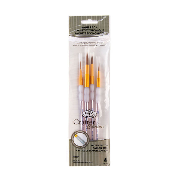 royal and langnickel RCC 237 | Crafter's Choice™ 4pc Brown Taklon Round Brush Set