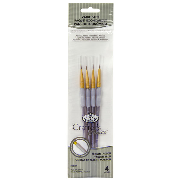 royal and langnickel RCC 239 | Crafter's Choice™ 4pc Brown Taklon Detail Brush Set