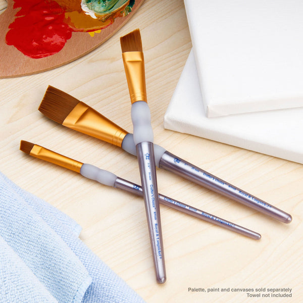 Royal And Langnickel RCC 240 | Crafter's Choice™ 3pc Brown Taklon Angular Brush Set