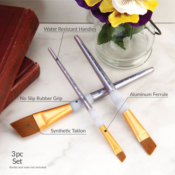 Royal And Langnickel RCC 240 | Crafter's Choice™ 3pc Brown Taklon Angular Brush Set