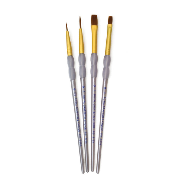 royal and langnickel RCC 243 | Crafter's Choice™ 4pc Brown Taklon Variety Brush Set