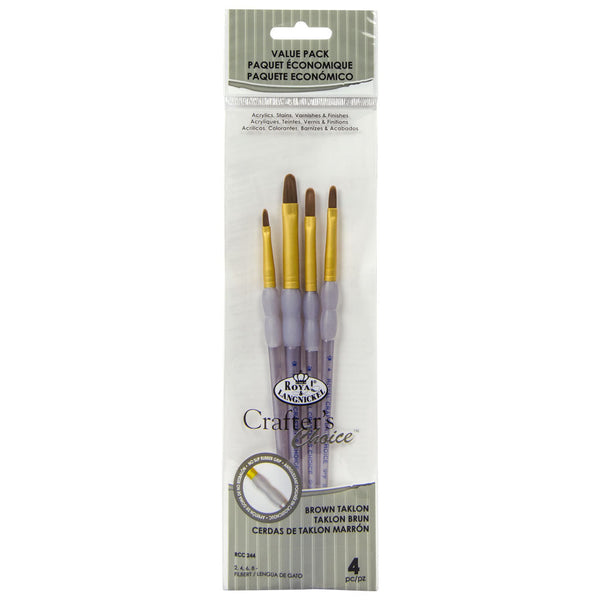 royal and langnickel RCC 244 | Crafter's Choice™ 4pc Brown Taklon Filbert Brush Set