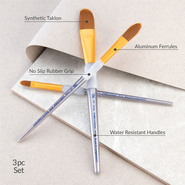 Royal And Langnickel RCC 245 | Crafter's Choice™ 3pc Brown Taklon Variety Brush Set