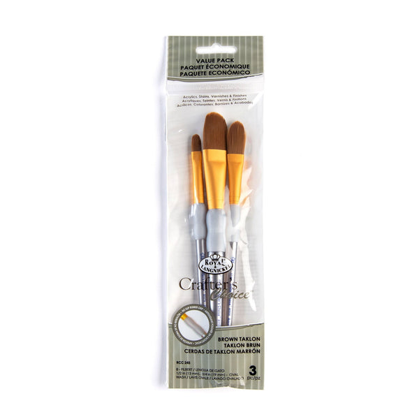 royal and langnickel RCC 245 | Crafter's Choice™ 3pc Brown Taklon Variety Brush Set