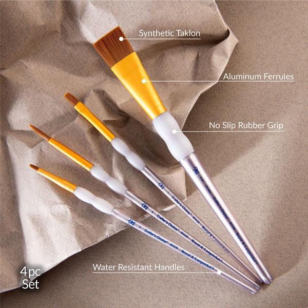 Royal And Langnickel RCC 246 | Crafter's Choice™ 4pc Brown Taklon Variety Brush Set