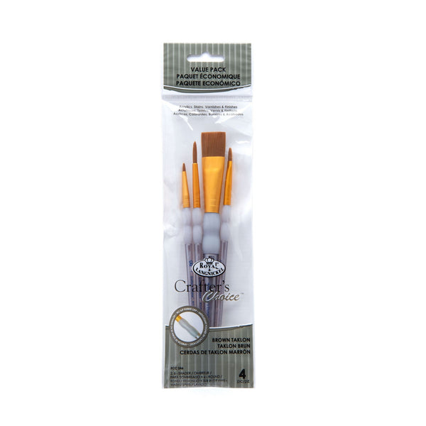 royal and langnickel RCC 246 | Crafter's Choice™ 4pc Brown Taklon Variety Brush Set