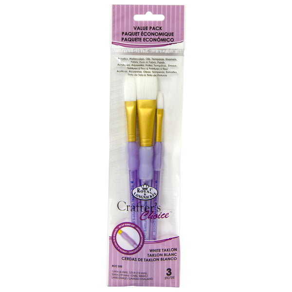 royal and langnickel RCC 250 | Crafter's Choice™ 3pc White Taklon Oval Wash Brush Set