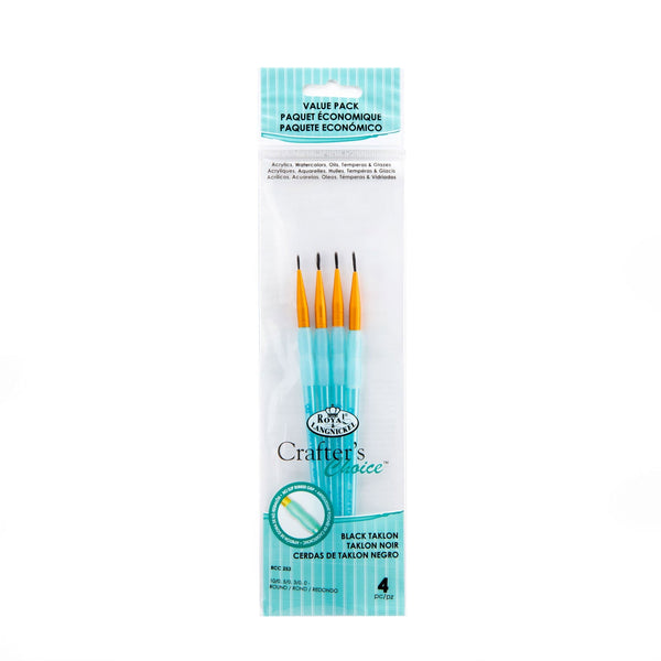 royal and langnickel RCC 253 | Crafter's Choice™ 4pc Black Taklon Round Brush Set