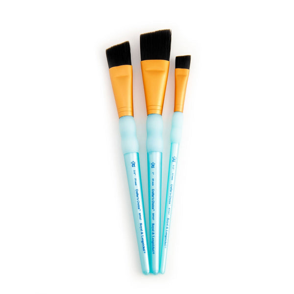 Royal And Langnickel RCC 254 | Crafter's Choice™ 3pc Black Taklon Angular Brush Set