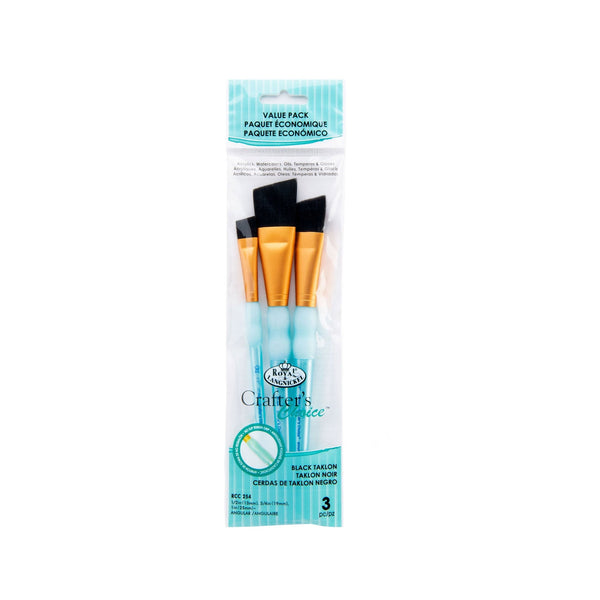 royal and langnickel RCC 254 | Crafter's Choice™ 3pc Black Taklon Angular Brush Set