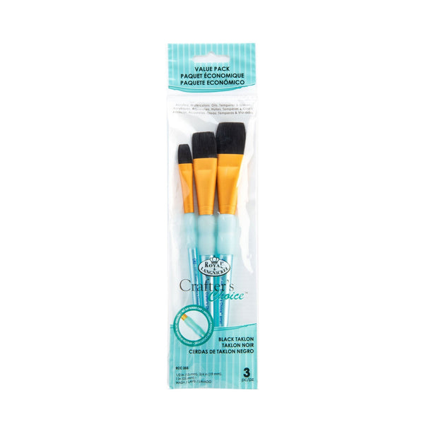 royal and langnickel RCC 255 | Crafter's Choice™ 3pc Black Taklon Wash Brush Set