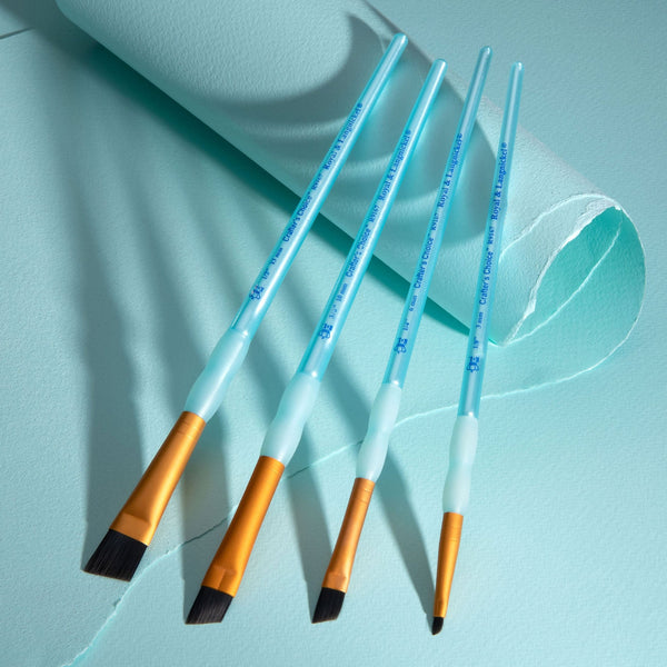 Royal And Langnickel RCC 256 | Crafter's Choice™ 4pc Black Taklon Angular Brush Set