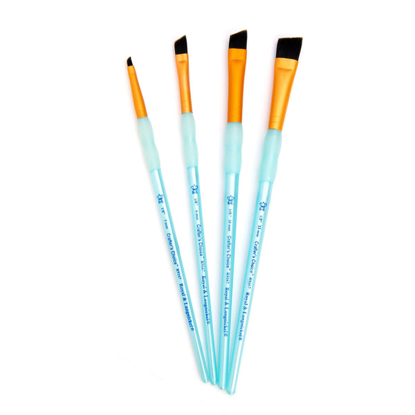 Royal And Langnickel RCC 256 | Crafter's Choice™ 4pc Black Taklon Angular Brush Set