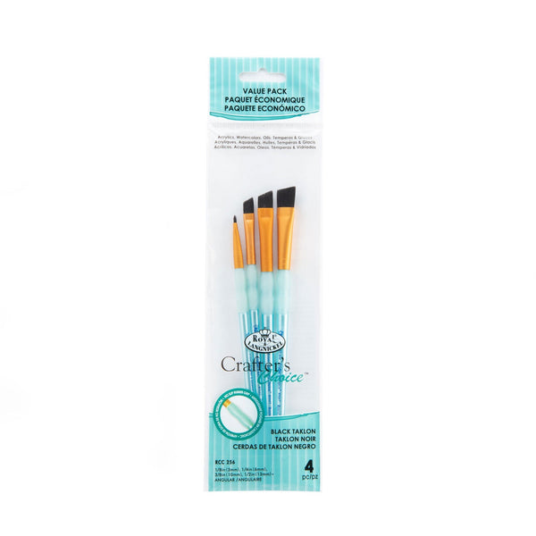 royal and langnickel RCC 256 | Crafter's Choice™ 4pc Black Taklon Angular Brush Set