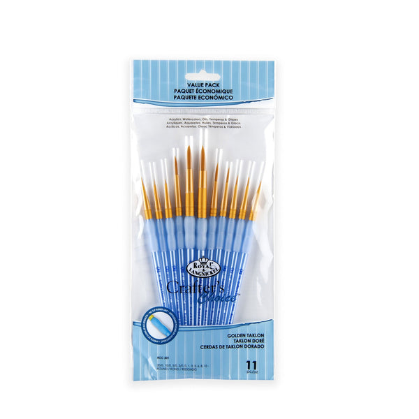 royal and langnickel RCC 301 | Crafter's Choice™ 11pc Golden Taklon Round Brush Set