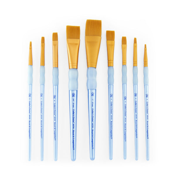Royal And Langnickel RCC 302 | Crafter's Choice™ 9pc Golden Taklon Shader/Wash Brush Set