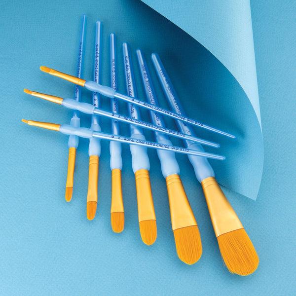 Royal And Langnickel RCC 303 | Crafter's Choice™ 9pc Golden Taklon Filbert/Oval Wash Brush Set