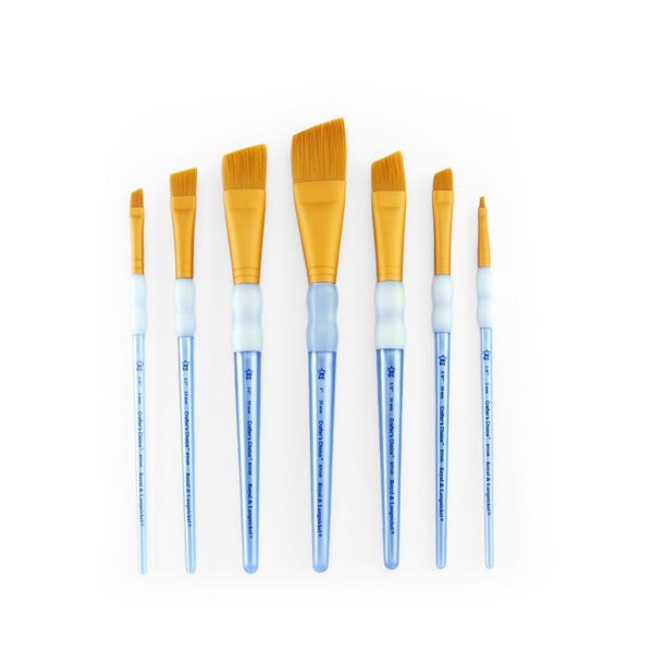 Royal And Langnickel RCC 304 | Crafter's Choice™ 7pc Golden Taklon Angular Brush Set