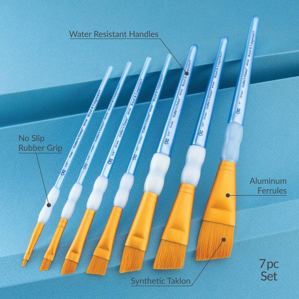 Royal And Langnickel RCC 304 | Crafter's Choice™ 7pc Golden Taklon Angular Brush Set