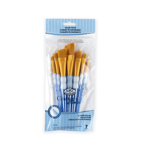royal and langnickel RCC 304 | Crafter's Choice™ 7pc Golden Taklon Angular Brush Set